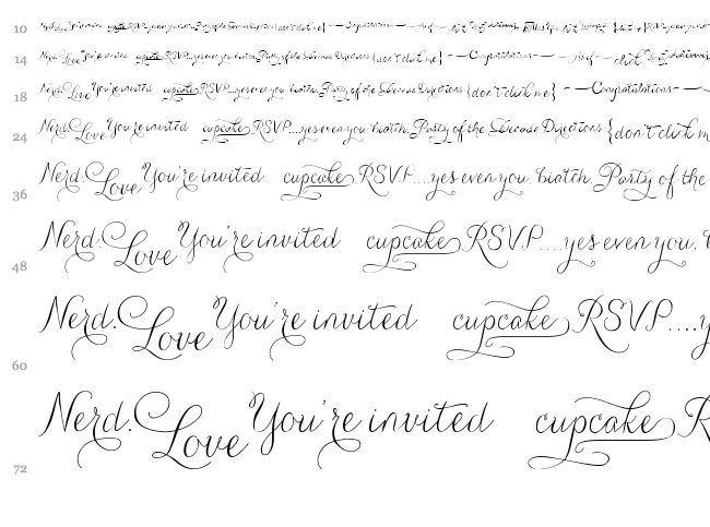 Carolyna Words font waterfall